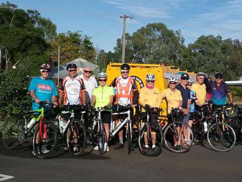 The group with the club trailer at Boyup Brook